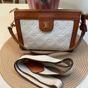 Louis Vuitton White and Brown Crossbody Bag